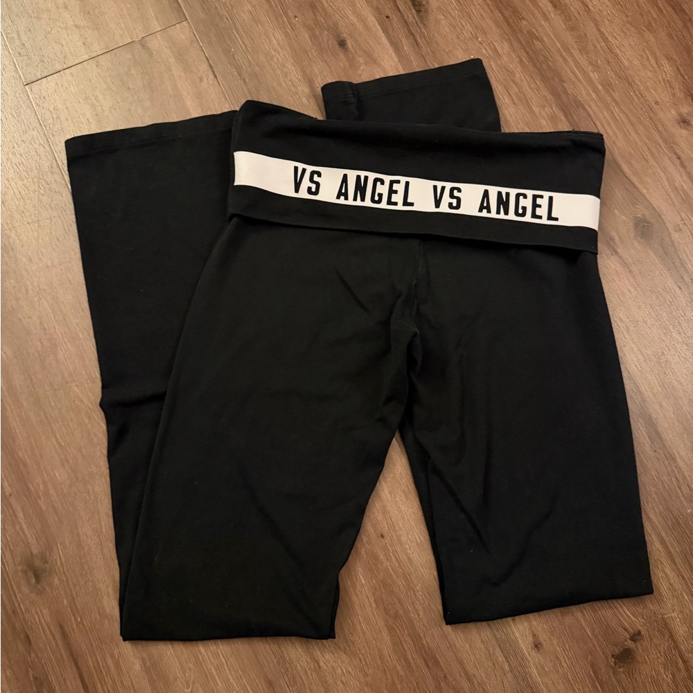 Victoria's Secret Black Leggings with White VS ANGEL Y2K
